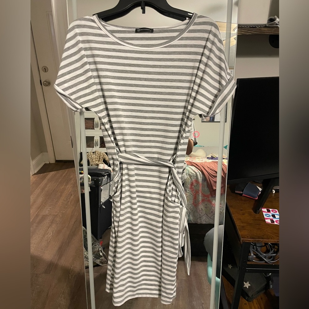 Grey and white stripped dress - never worn